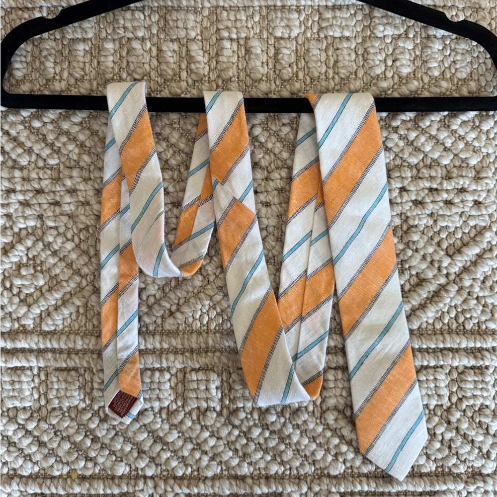 Striped Orange and White Men's Tie